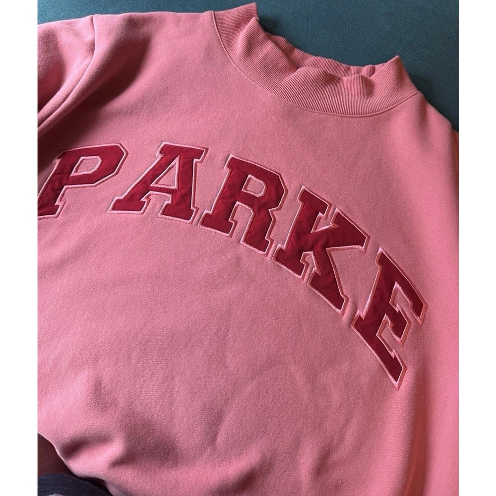 PARKE Varsity Pink Mock Neck Sweatshirt Valentines Day Lover RARE L/XL - Picture 6 of 16